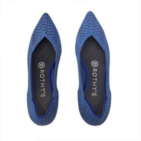 Rothy’s The Point Lapis Python Blue Size 7.5 Rare - Picture 2 of 15